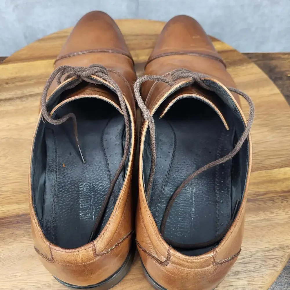 Stacy Adams Oxford Shoes Mens 10.5 Brown Leather Dress Shoes‎ Cap Toe